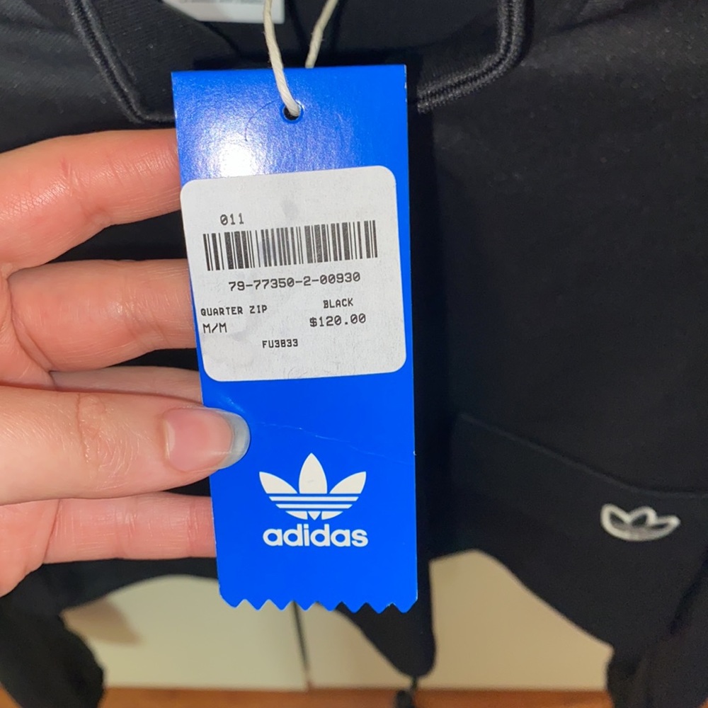 Adidas Black Cropped Track Jacket with Half-Zip - Picture 3 of 7